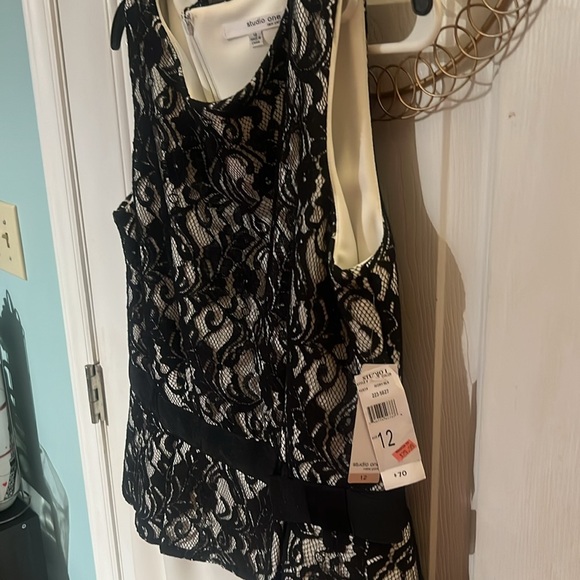 Studio One NY NWT, crème with black lace overlay. Size 12 - Picture 5 of 6
